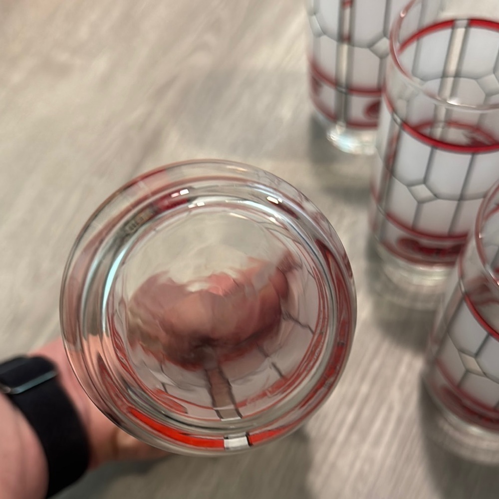 Libbey Coca-Cola Coke Vintage Frosted Tiffany Style 1985 Glasses set of 6 - Picture 5 of 7